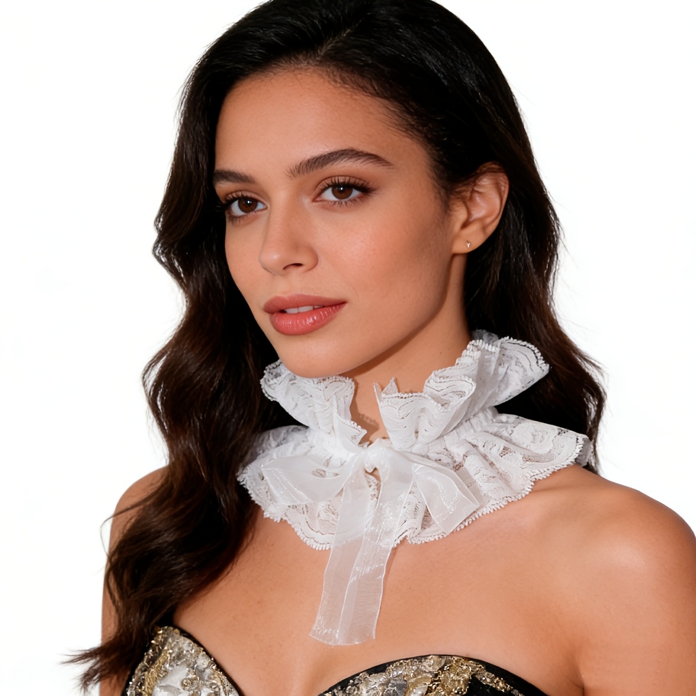 Women's Vintage White Lace Ruffled Collar Necklace